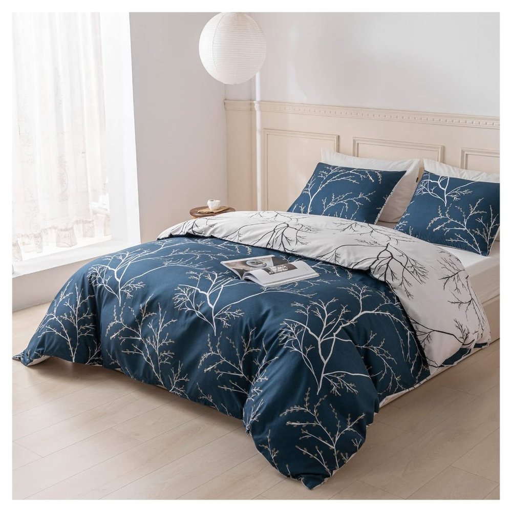 Ultra Soft Microfiber Bed Set, Boho Comforter Set, 3 Piece Breathable blue